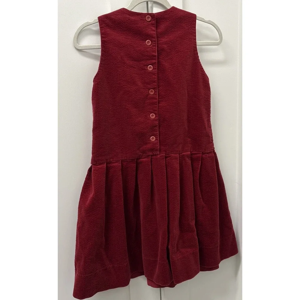 Laura Ashley Red Corduroy Jumper Dress Girls 9-10 Yrs Cotton USA Made Vintage
